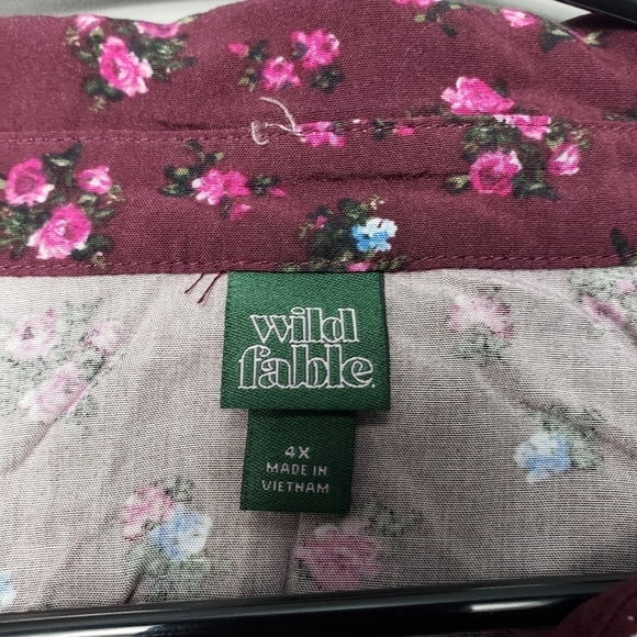 wild fable maroon floral long sleeve button down shirt women's plus 4X - Picture 5 of 9